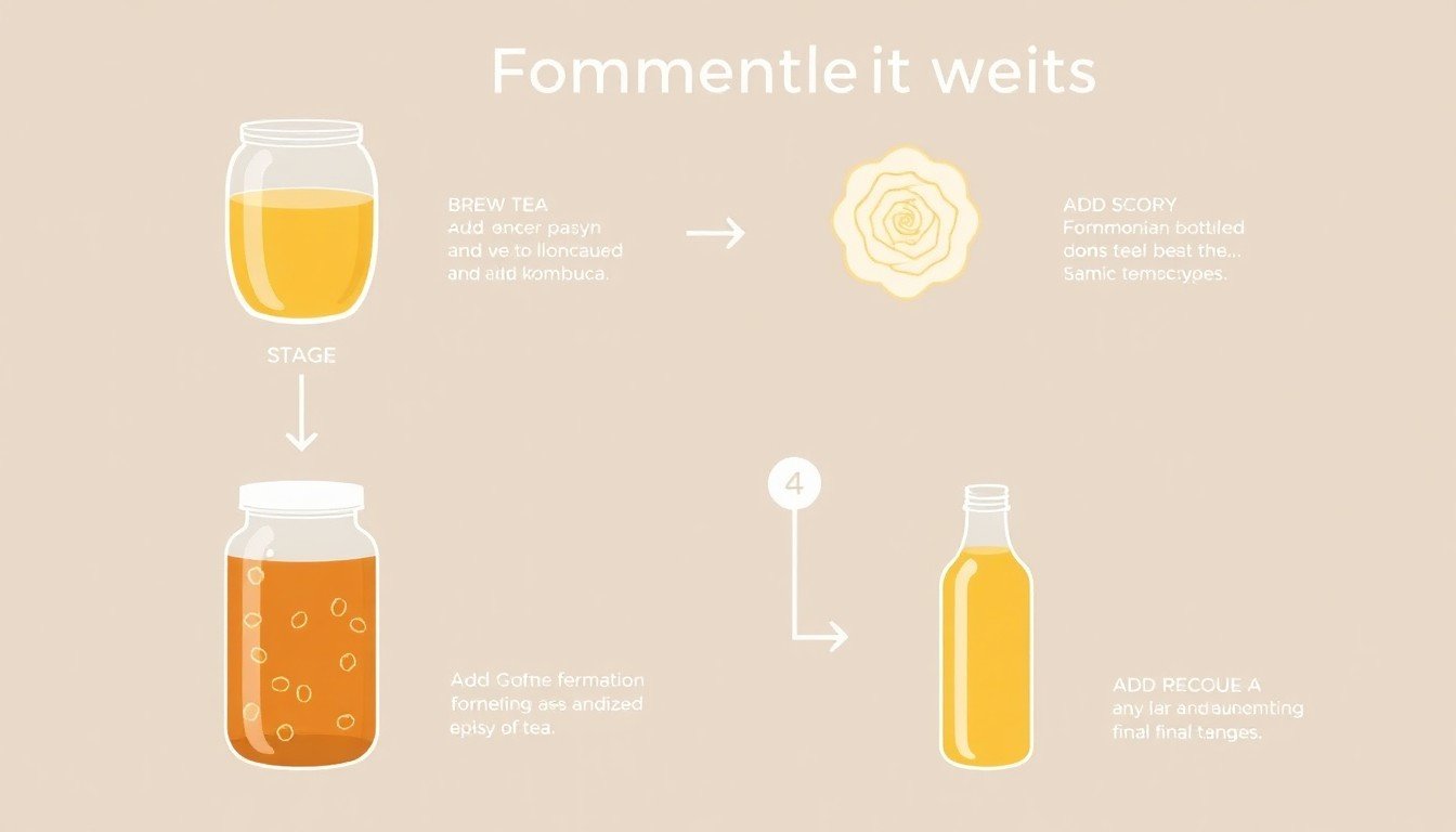 Proces výroby kombuchy krok za krokem - od čaje po fermentovaný nápoj