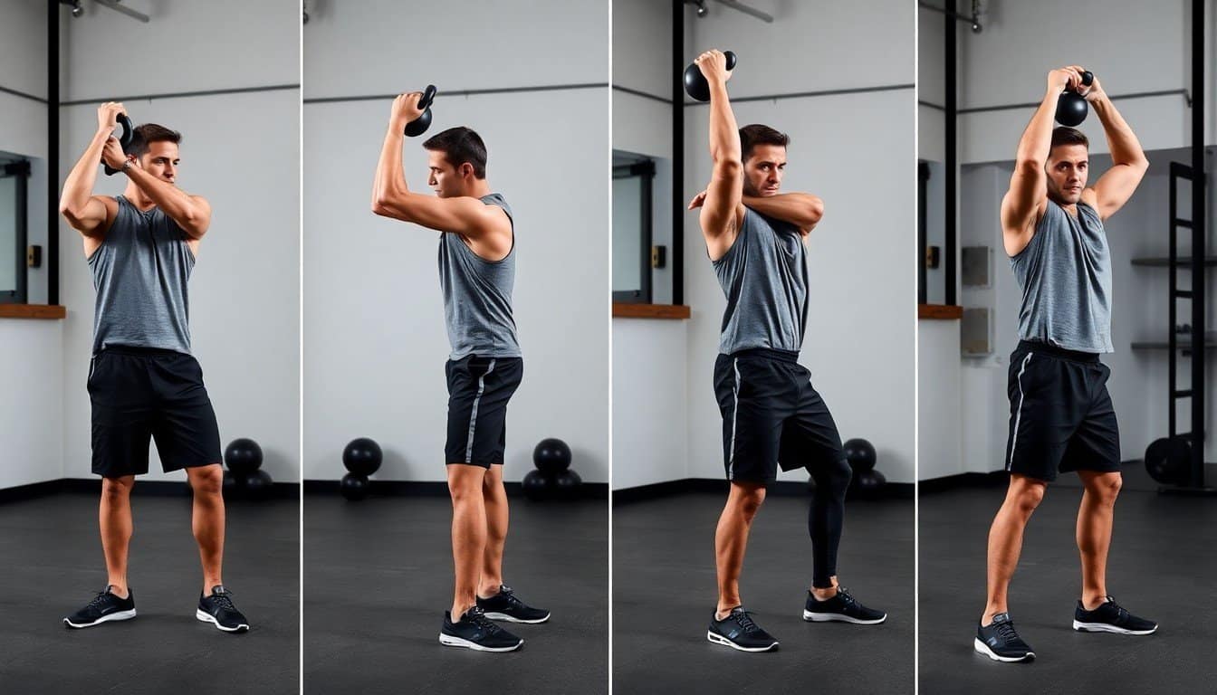 Správné provedení kettlebell swingu krok za krokem - začátek, swing dozadu, exploze, vrchol